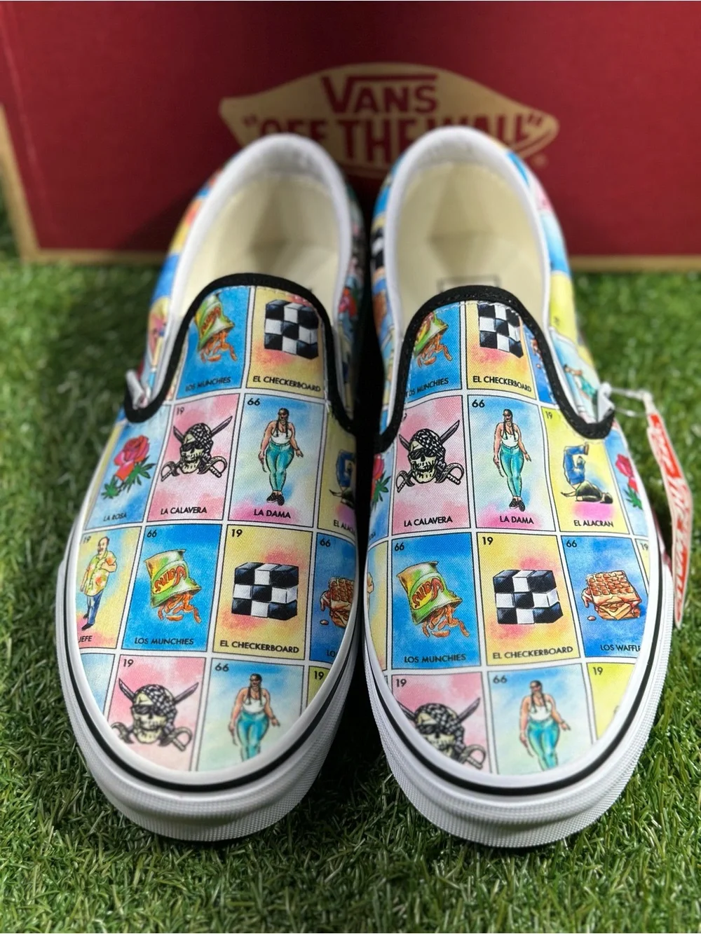 Vans Classic Slip-On Los Vans, Multicolor/ white, Men’s 9/Women 10.5  VN0A4U38WN